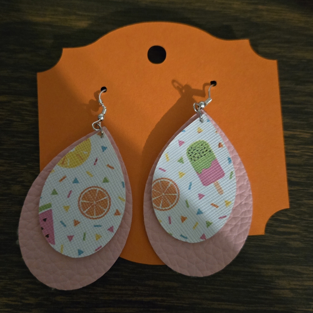 Playful Pink and White Fruit Earrings